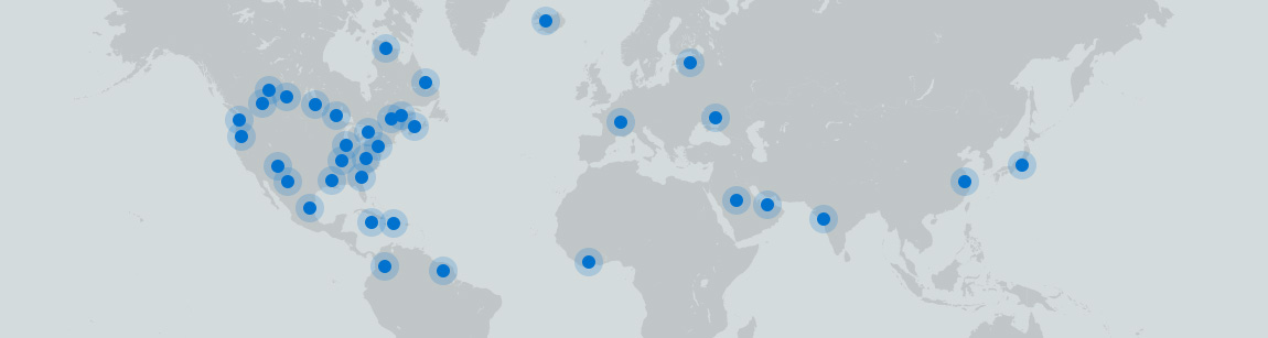 Worldmap showing where Mecart completed some of it projects.