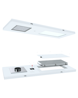 ceiling panel for modular cleanroom integrated utilities